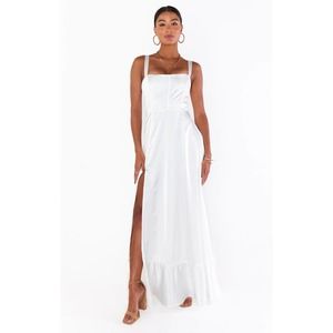 Show Me Your Mumu Clarissa Corset Dress Ivory Luxe Satin Small Eras Love Story